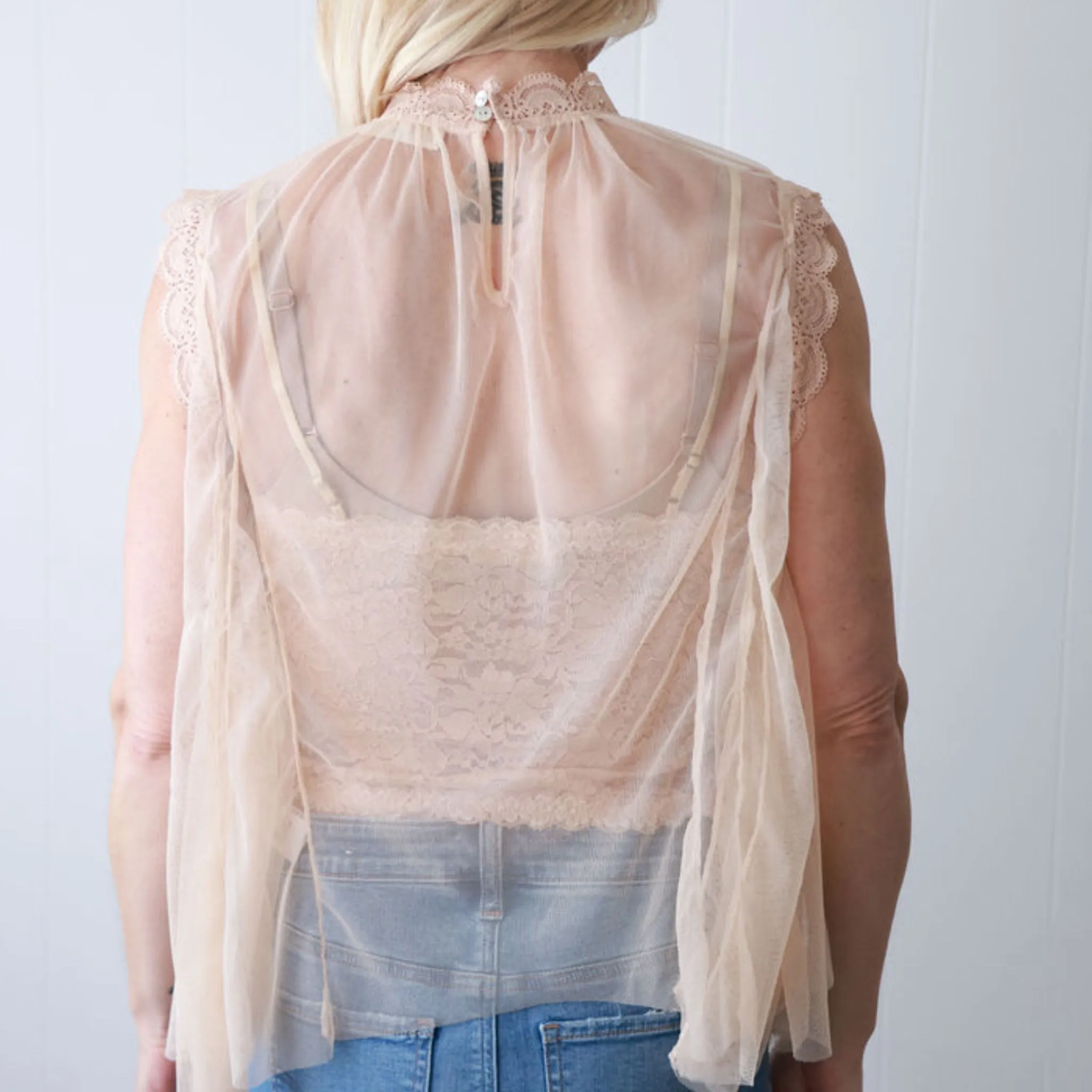 Sheer Bliss Mesh Top with Removable Brami