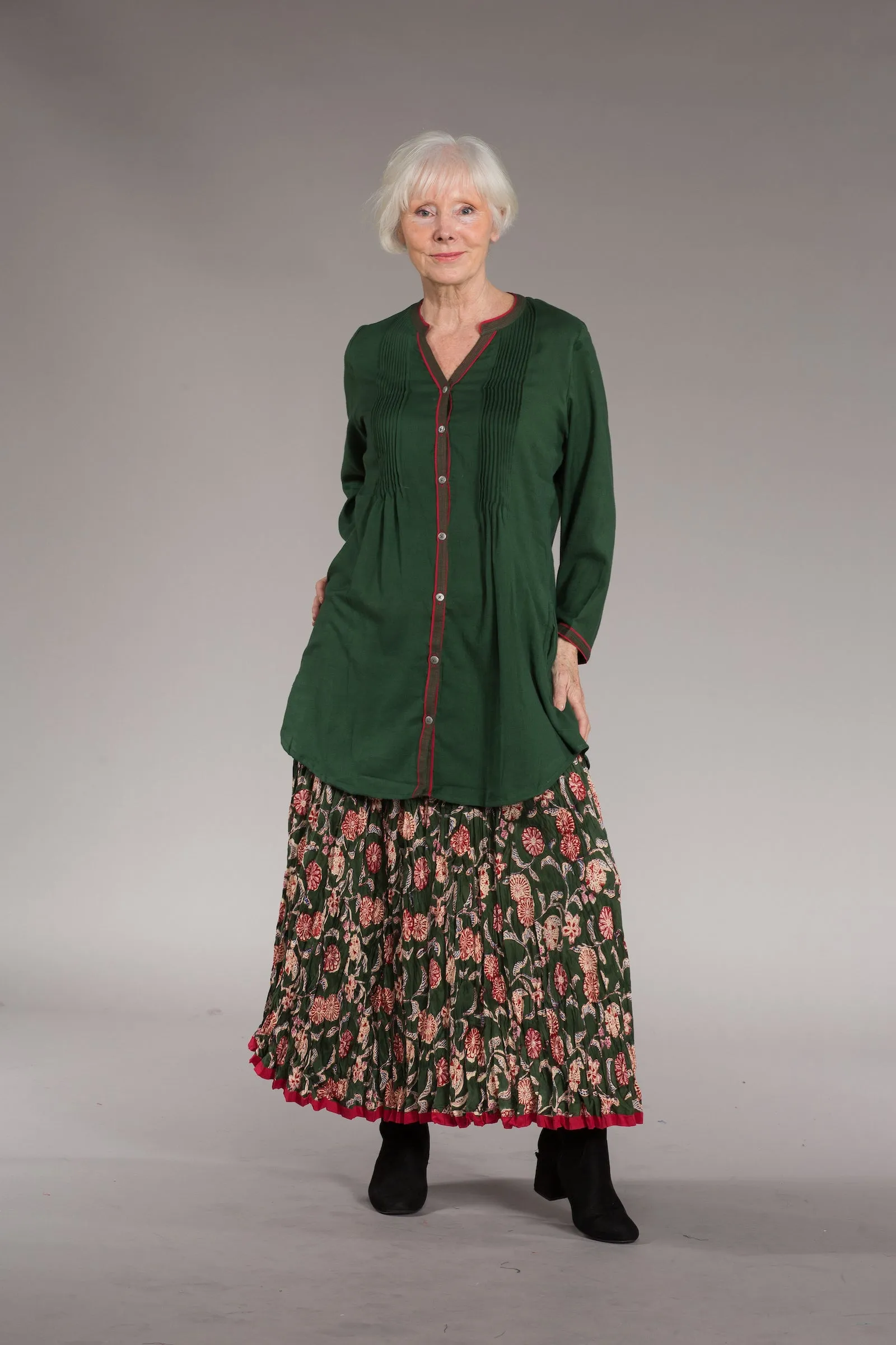 Shimla Tunic Sustainable Moss Crepe In Hand Dye  - Only in Size M