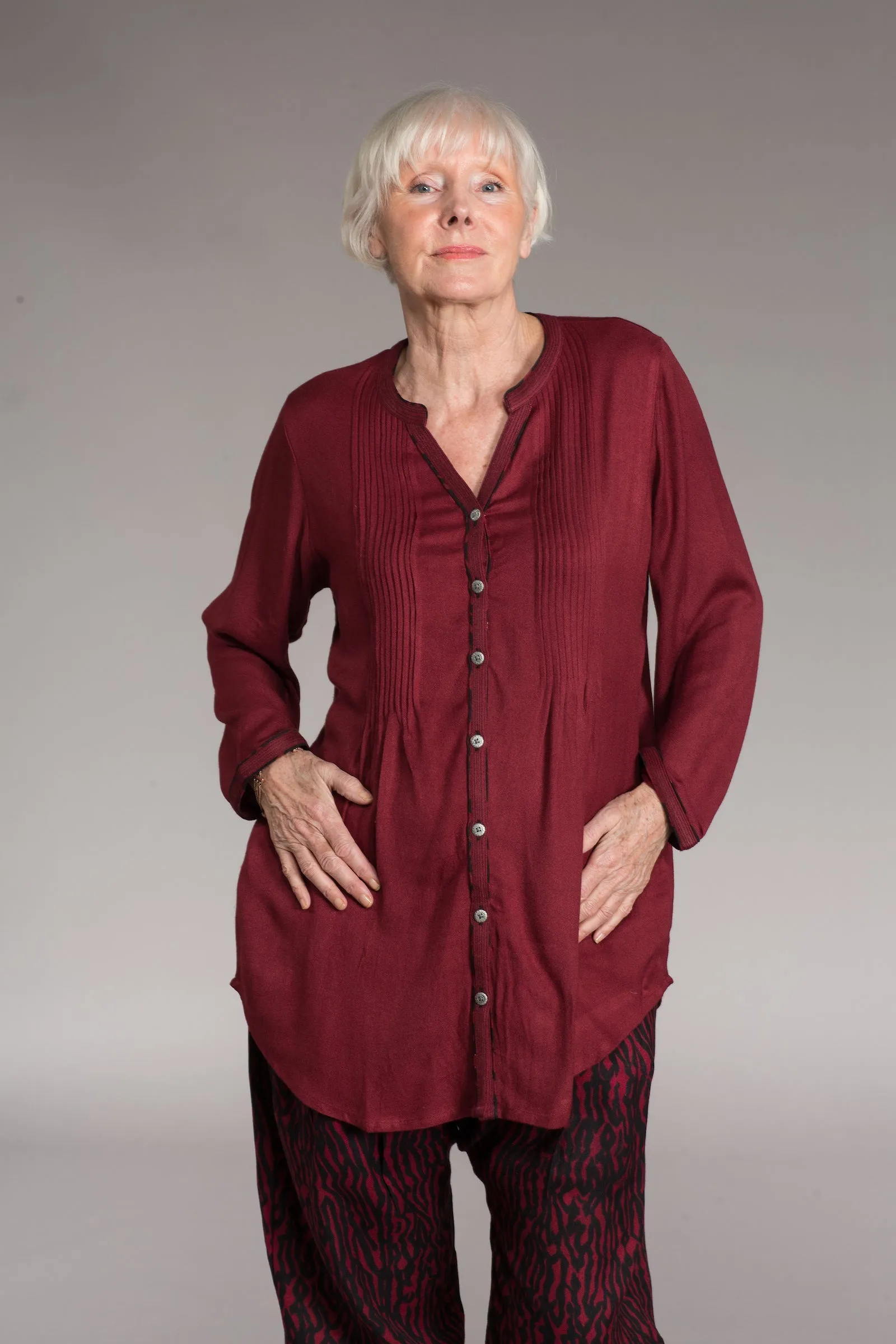 Shimla Tunic Sustainable Moss Crepe In Hand Dye  - Only in Size M