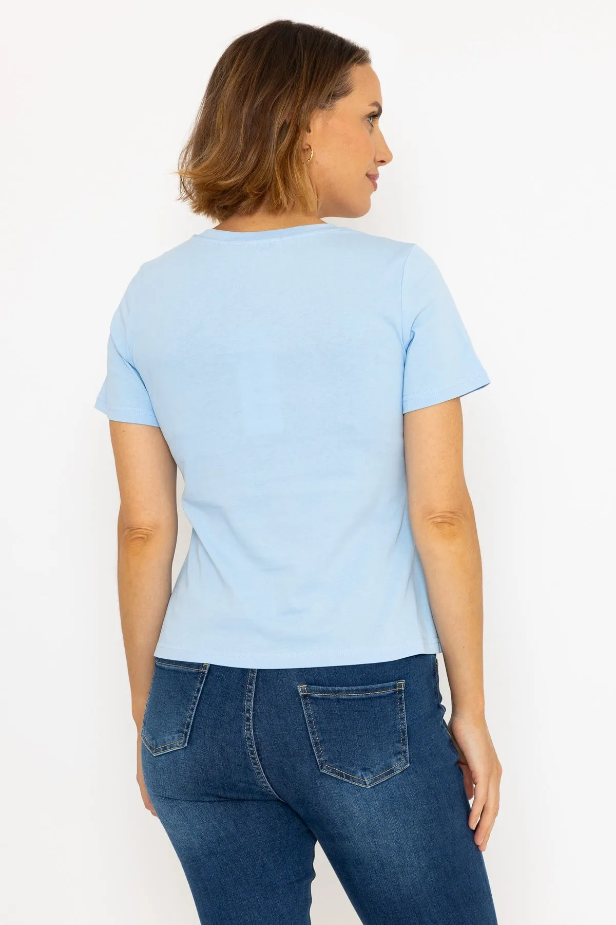 Short Sleeve V-Neck Tee in Blue