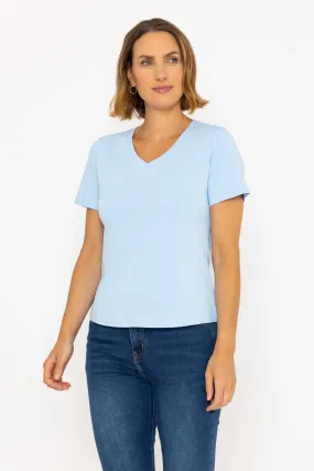 Short Sleeve V-Neck Tee in Blue