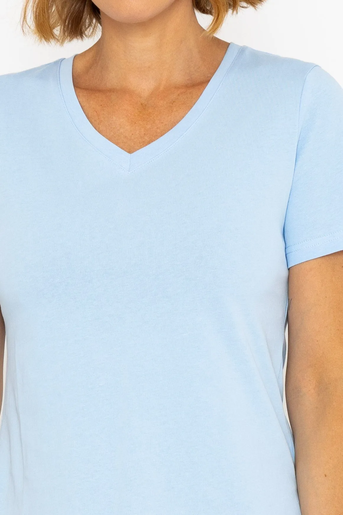 Short Sleeve V-Neck Tee in Blue