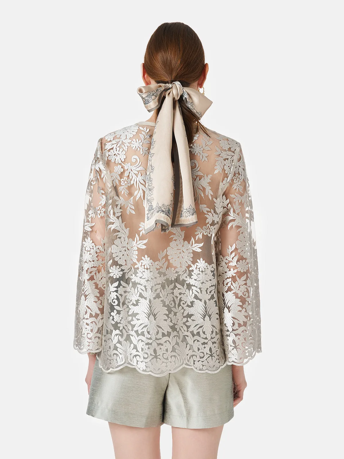 Silk Embroidery Lace Blouse