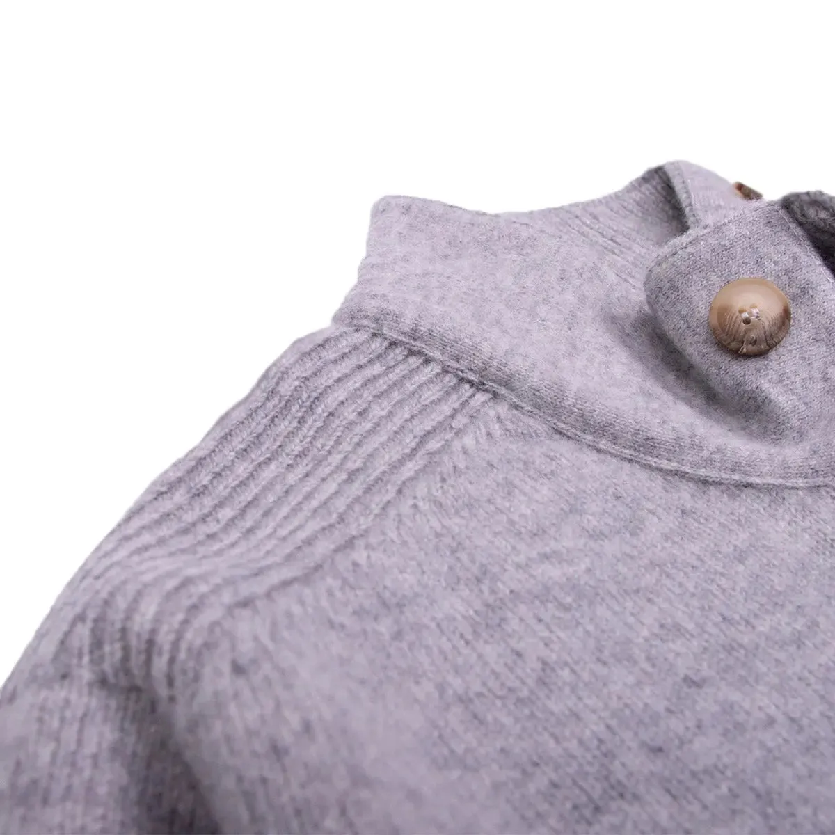 Silver Virgin Wool Button Down Sweater