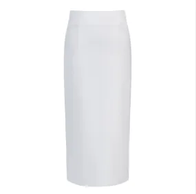 Skirt SK2151 - midi length - white milano - slinky skirt