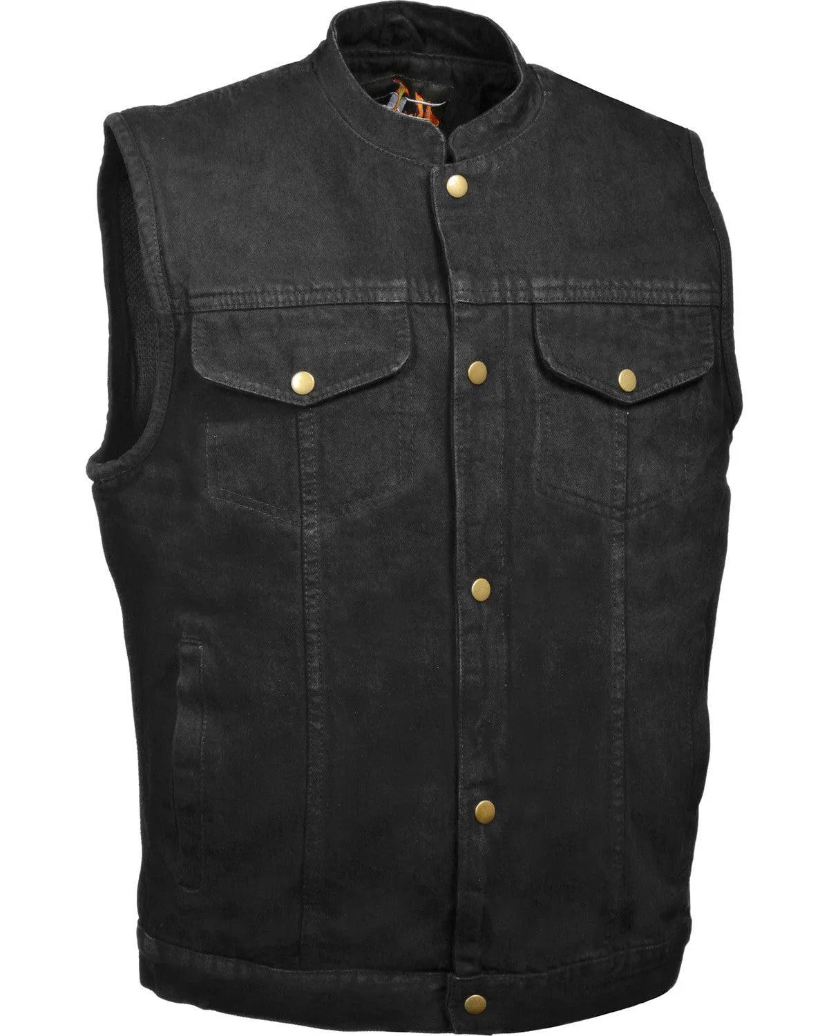 SNAP FRONT DENIM CLUB STYLE VEST W/ GUN POCKET FOR MEN