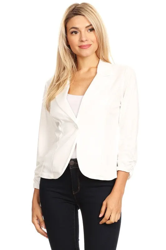 Solid, waist length blazer