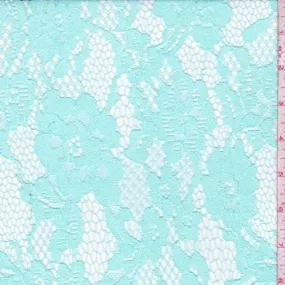 Spa Blue Floral Lace Fabric