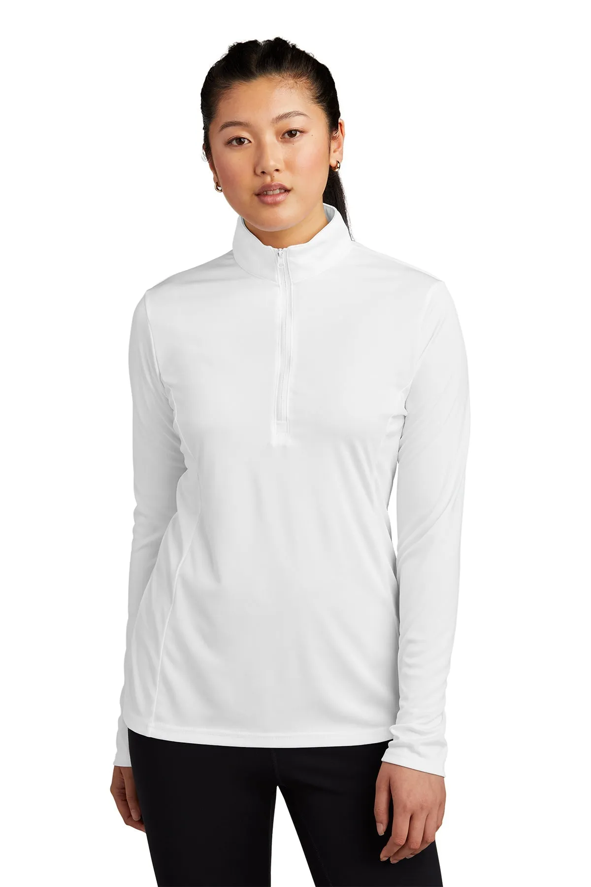 Sport-Tek Ladies PosiCharge Competitor Branded 1/4-Zip Pullovers, White