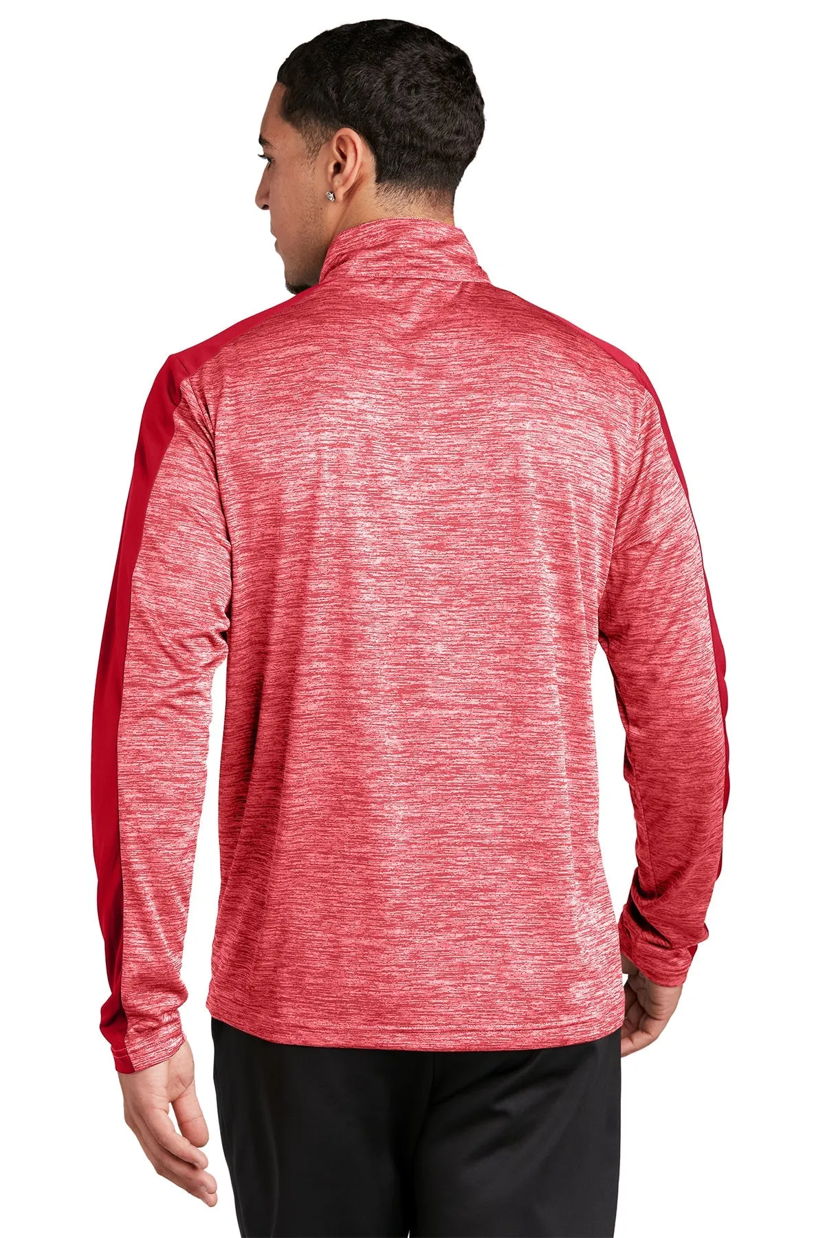 Sport-Tek PosiCharge Electric Heather Colorblock Branded 1/4-Zip Pullovers, Deep Red Electric/ Deep Red