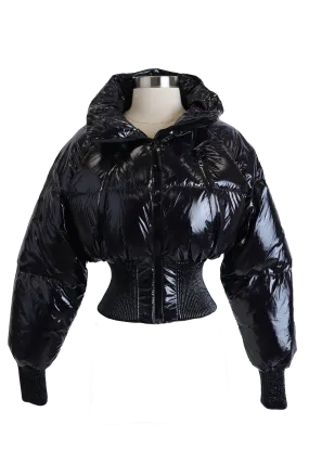 Storm Shiny Cropped Down Bomber Jacket