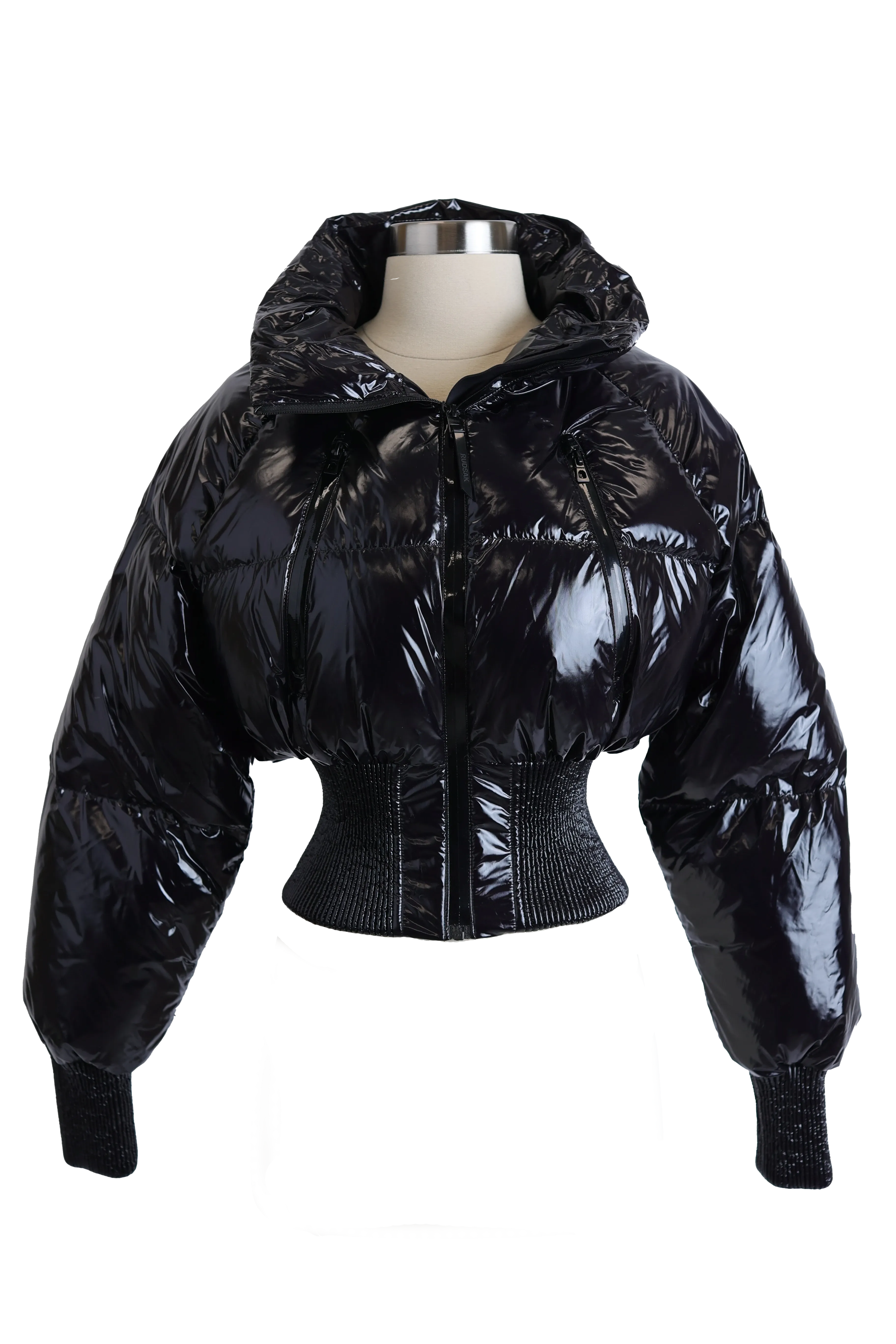 Storm Shiny Cropped Down Bomber Jacket