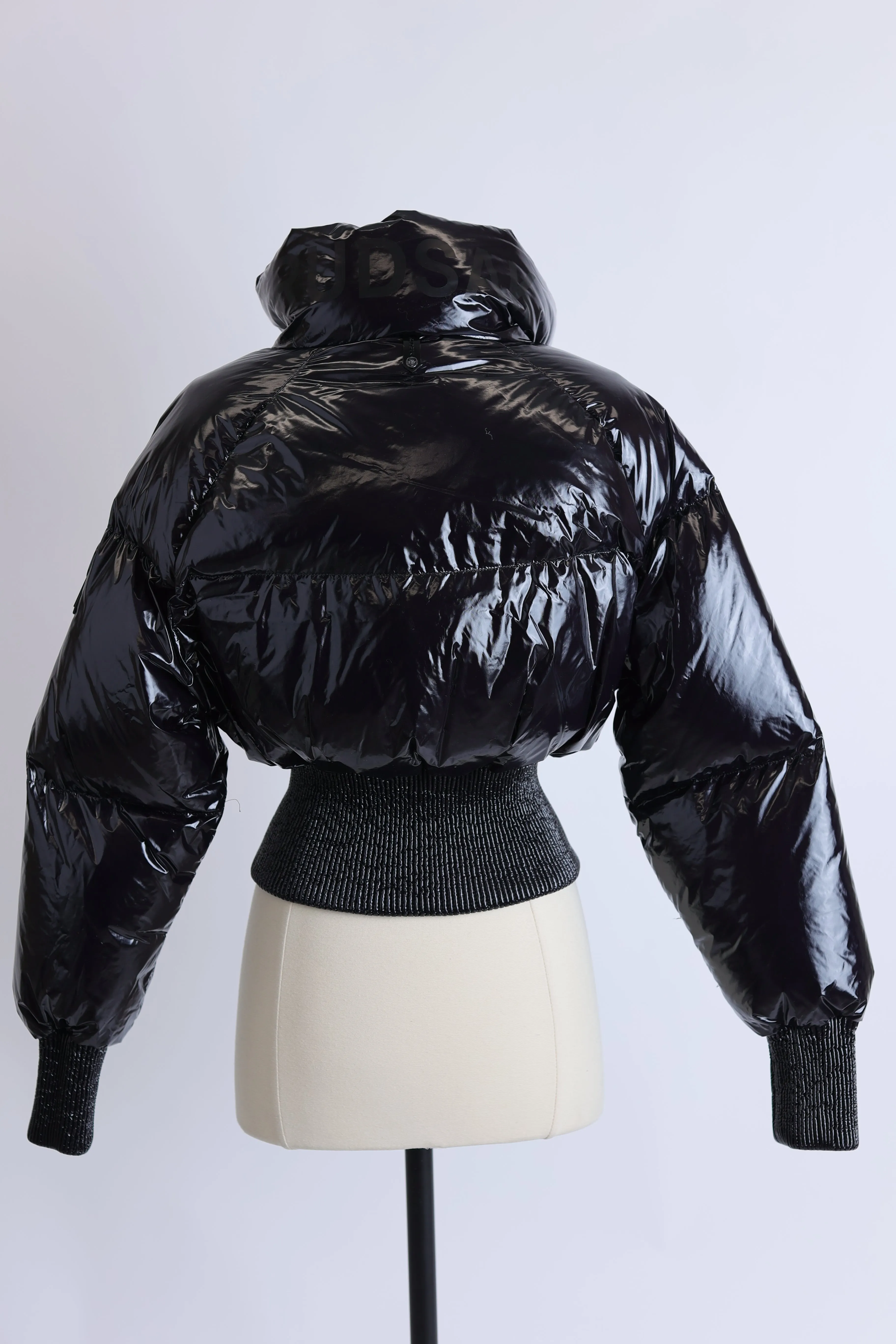 Storm Shiny Cropped Down Bomber Jacket