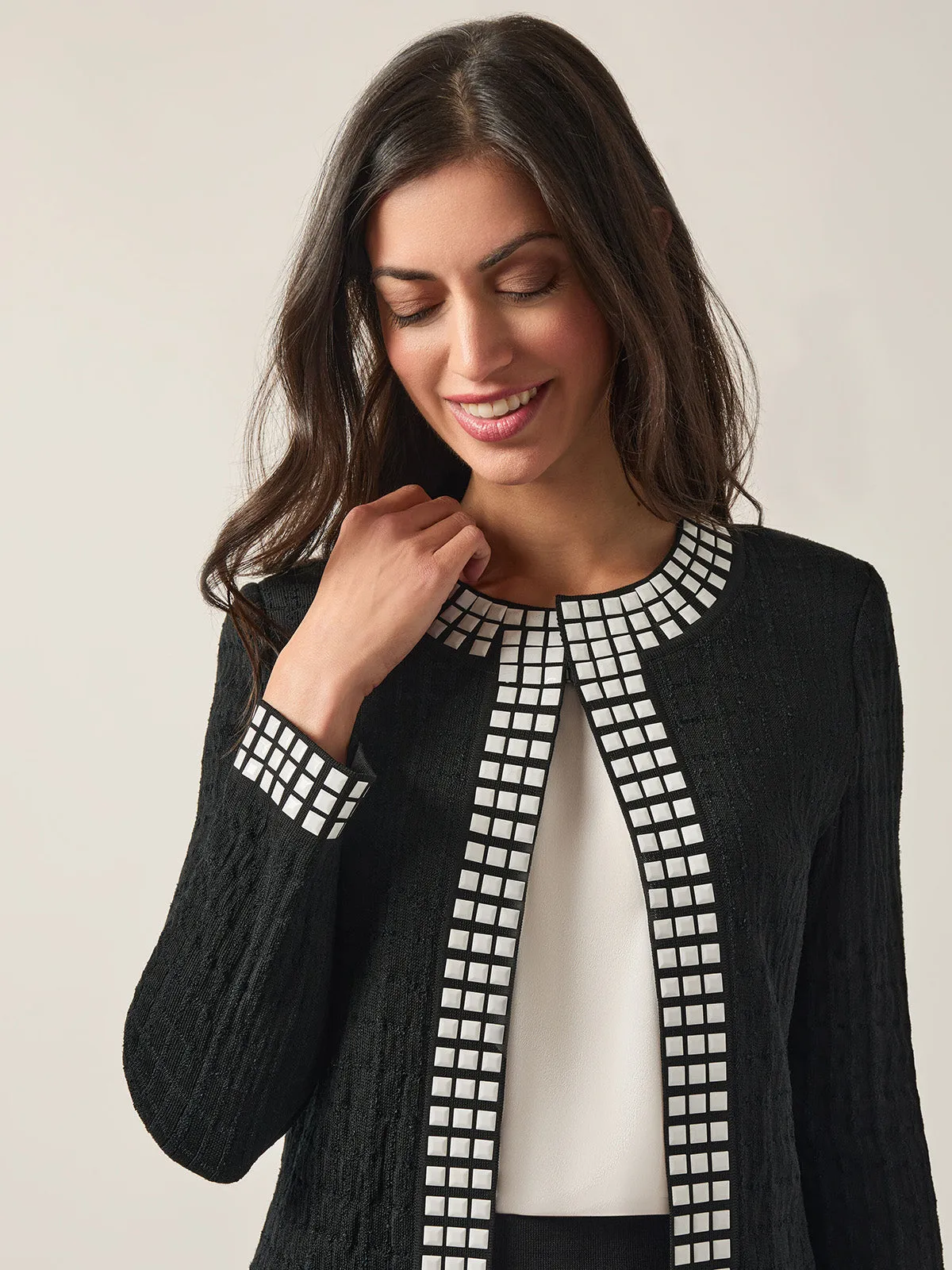 Studded Open Neck Jacket