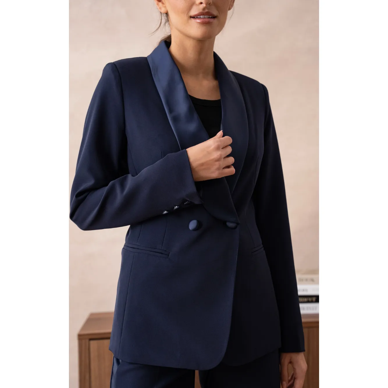 The Bardot Navy Tuxedo Jacket