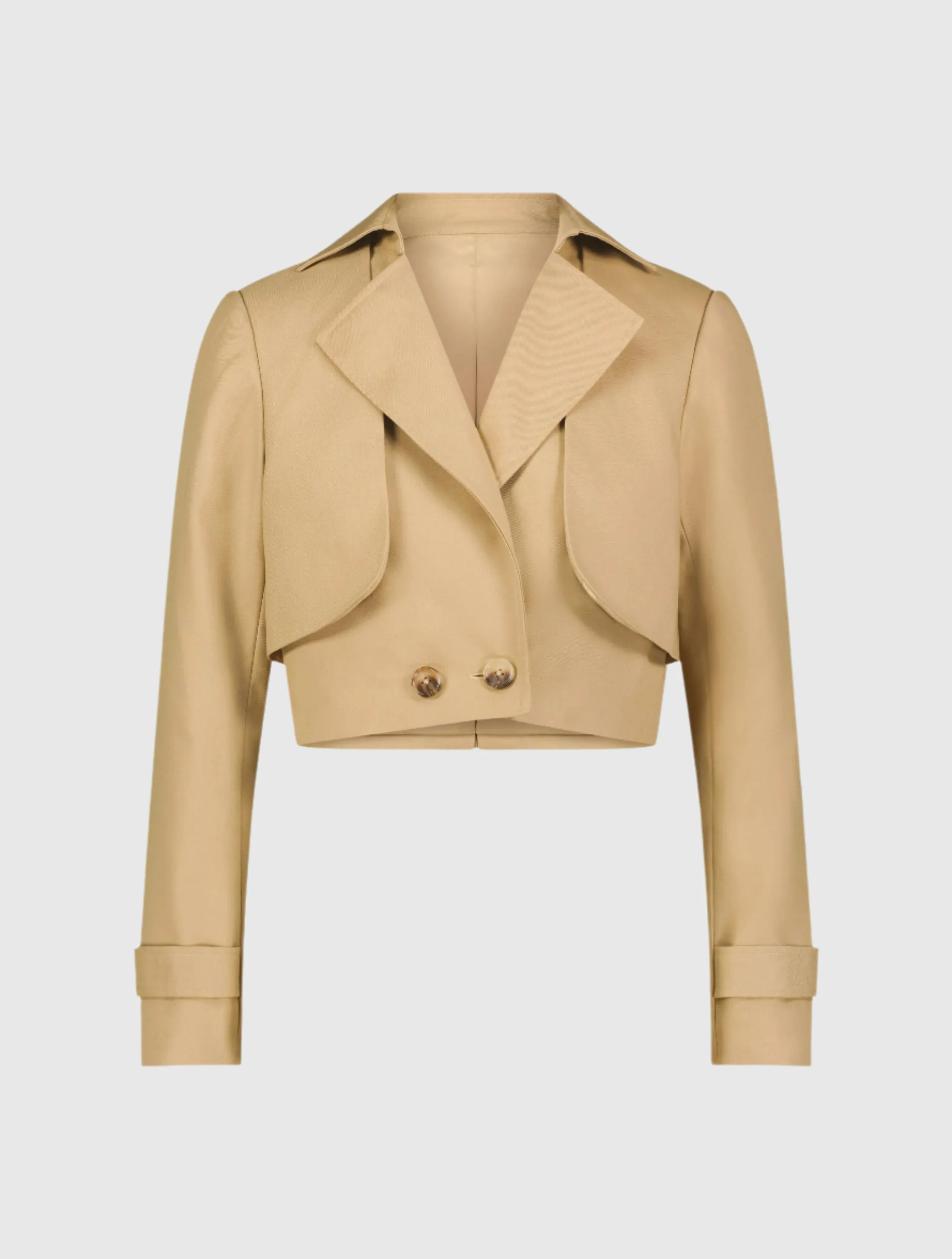 Twill Cropped Tailored Trench Jacket