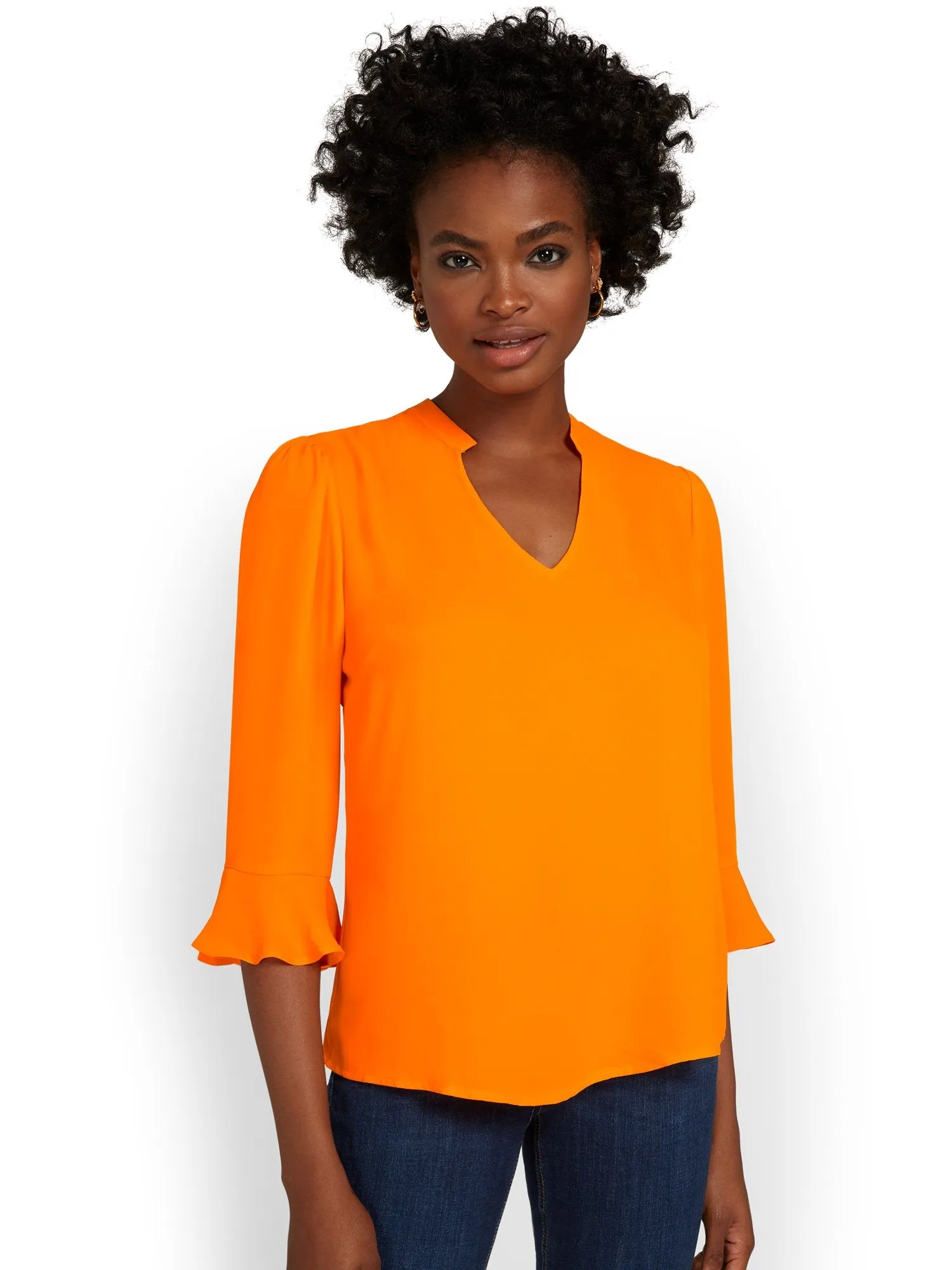 V-Neck Bell-Sleeve Top