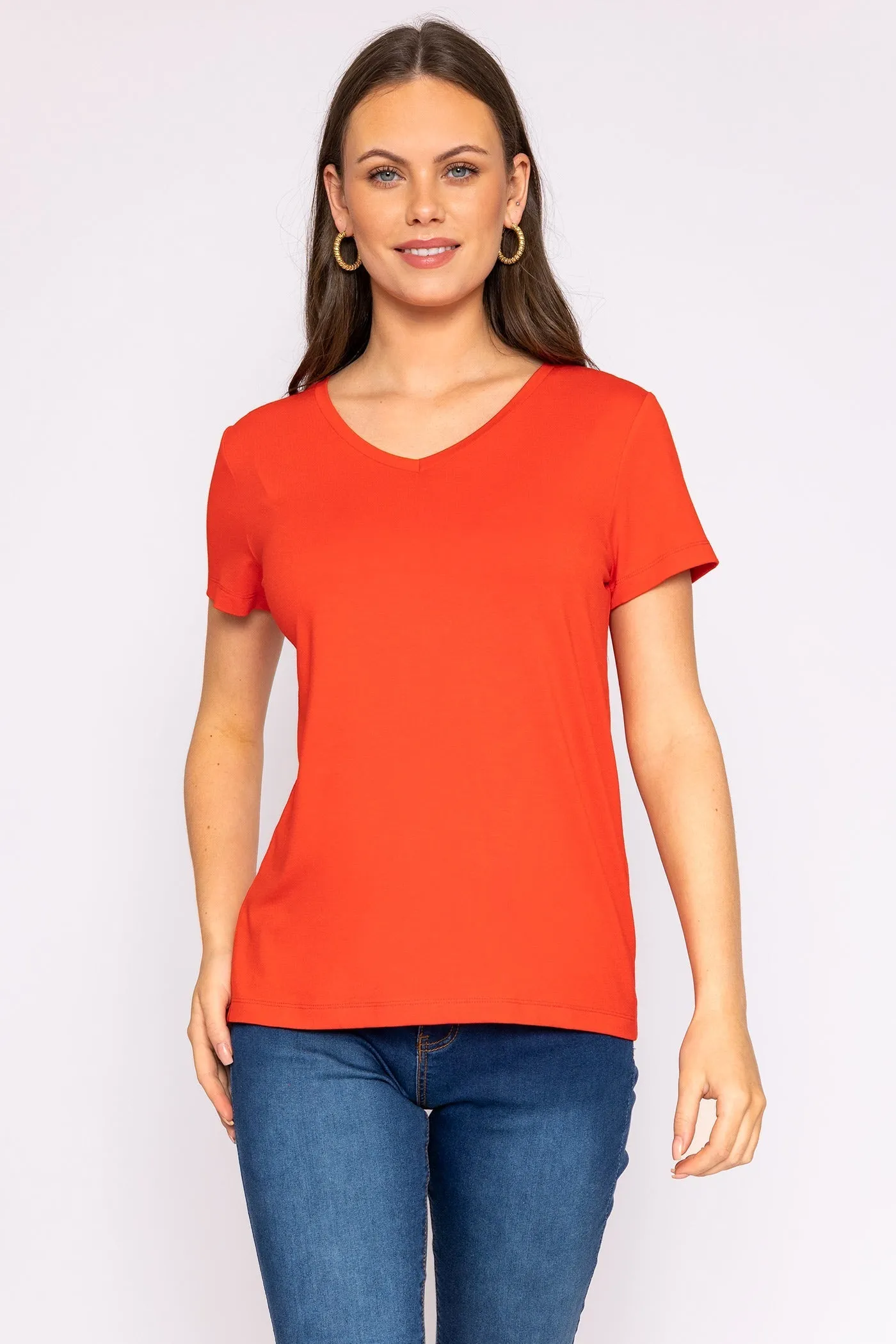 V Neck Tee in Red