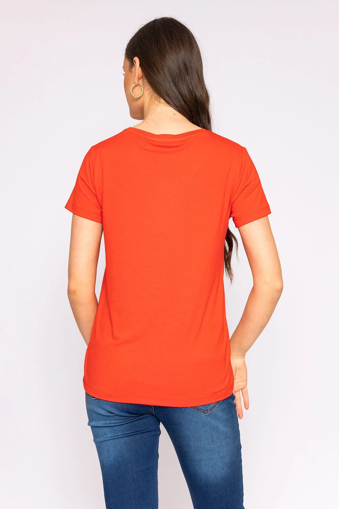 V Neck Tee in Red