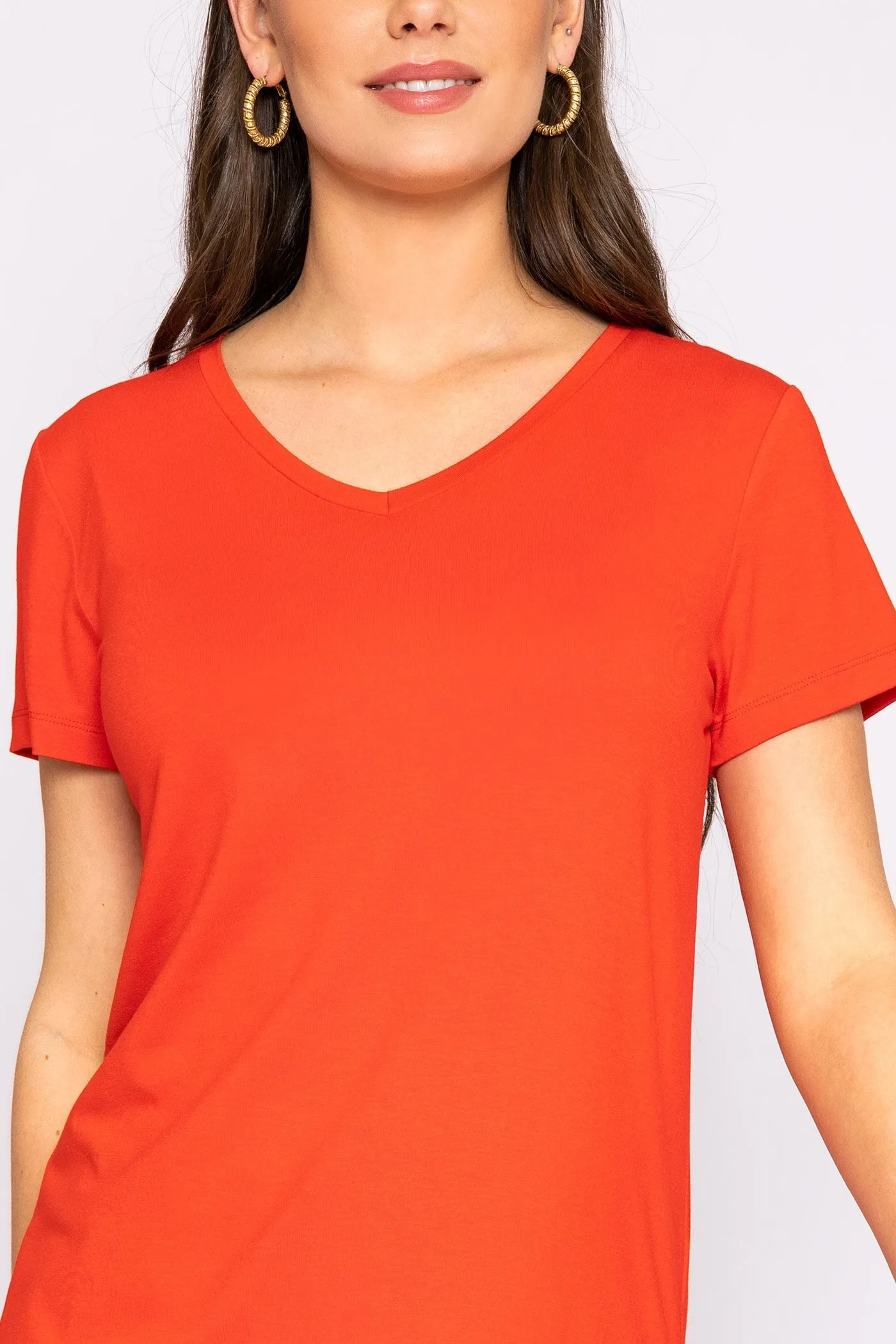 V Neck Tee in Red