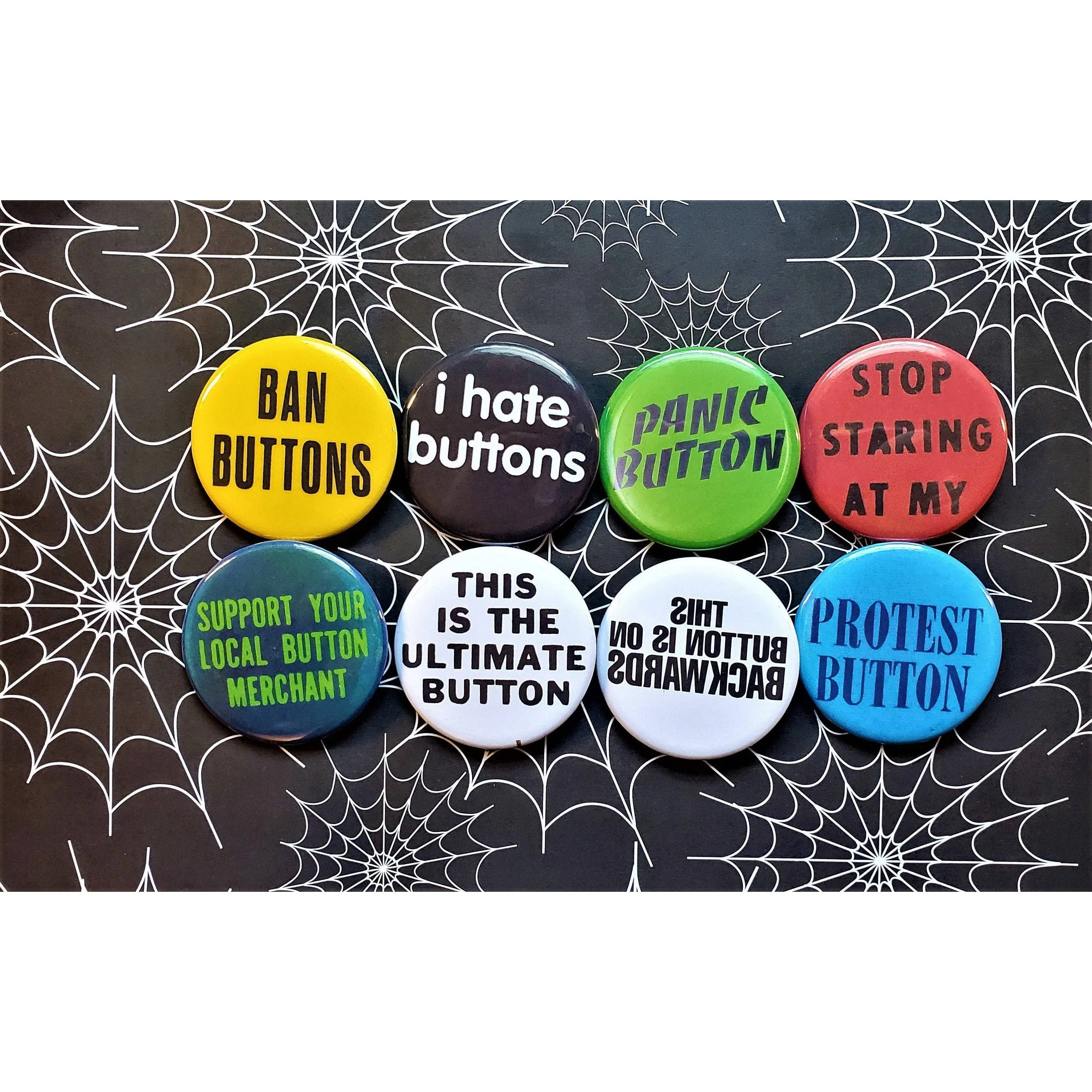 Vintage Reproduction Ban Buttons Small Pinback Button | 1.25" Diameter '60 '70s '80s Retro Pin