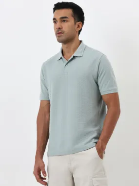 WES Casuals Sage Self-Textured Relaxed-Fit Polo T-Shirt