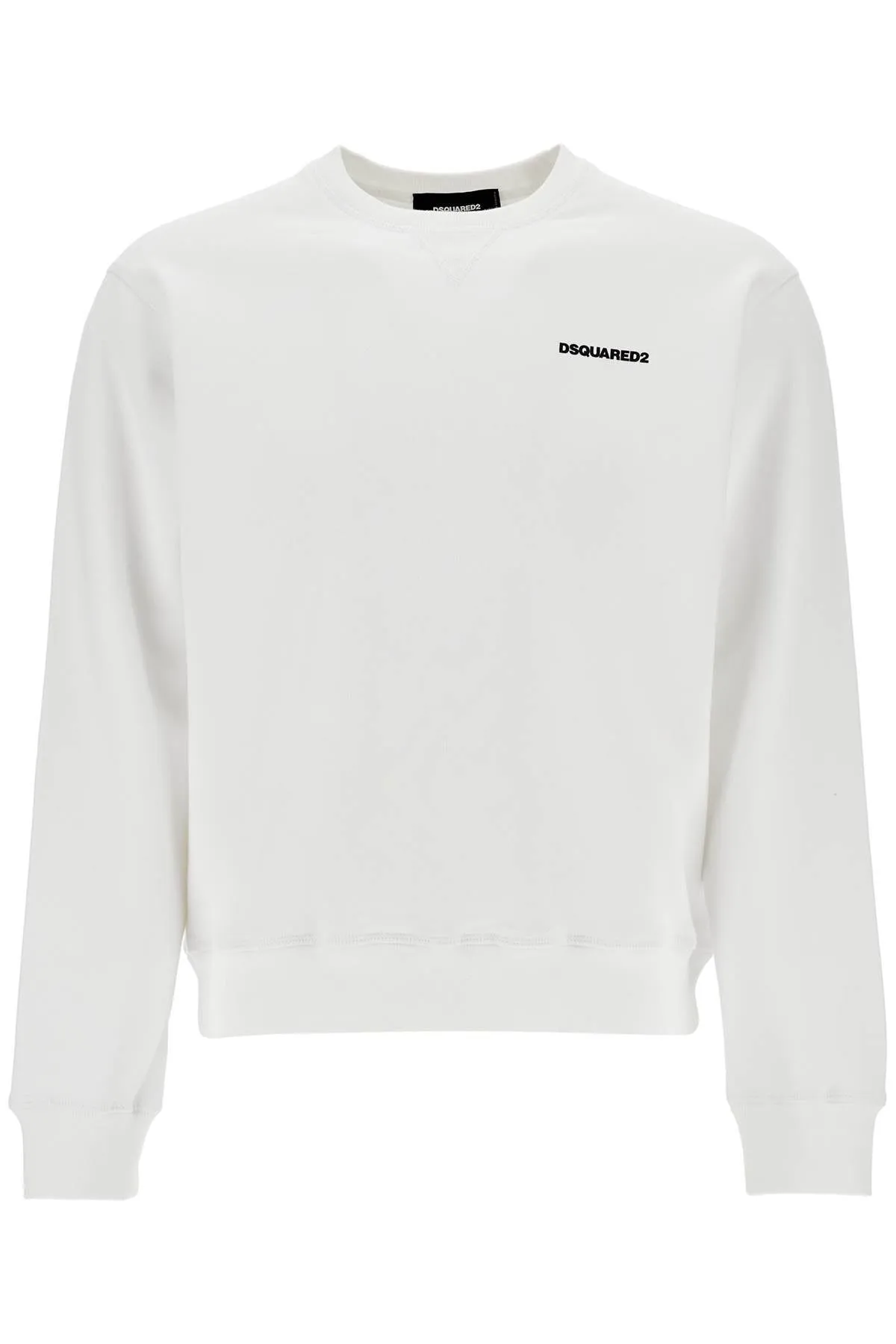 WHITE CREW NECK SWEATSHIRT IN COTTON WITH EMBROIDERED LOGO